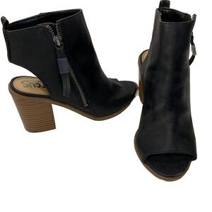 Circus by Sam Edelman Ankle Bootie Sandals Kammi‎ Women Sz 7.5 Black Peep Toe